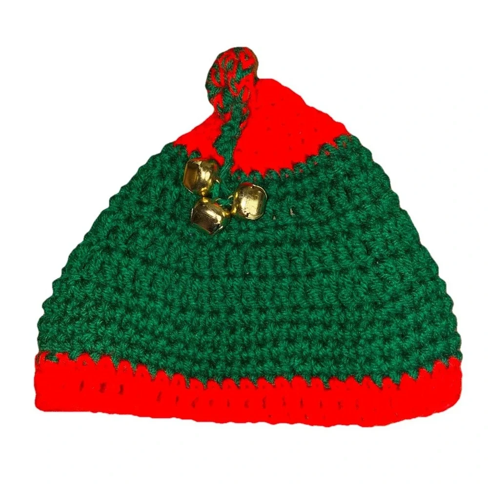 Beanie Hat Children Green Red Christmas‎ Jingle Kids Hat Handmade